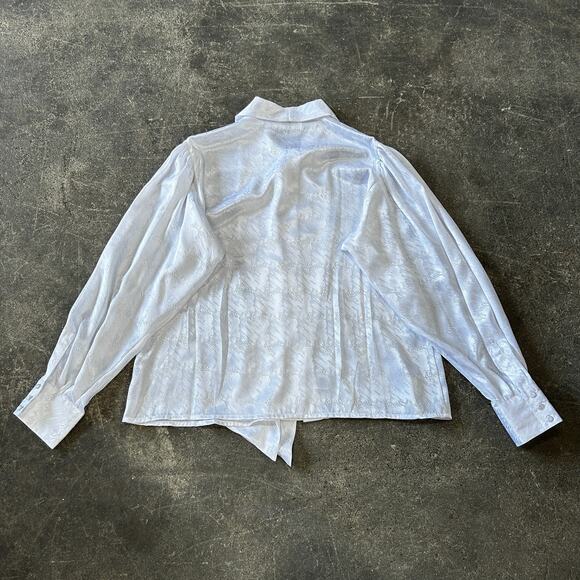 Vintage 90s Jai Dalis Blouse Shirt Womens L White Puff Sleeve Ribbon Designer - Picture 3 of 7